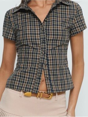 Princess Polly Lift Off Plaid Cotton Button-Up Shirt